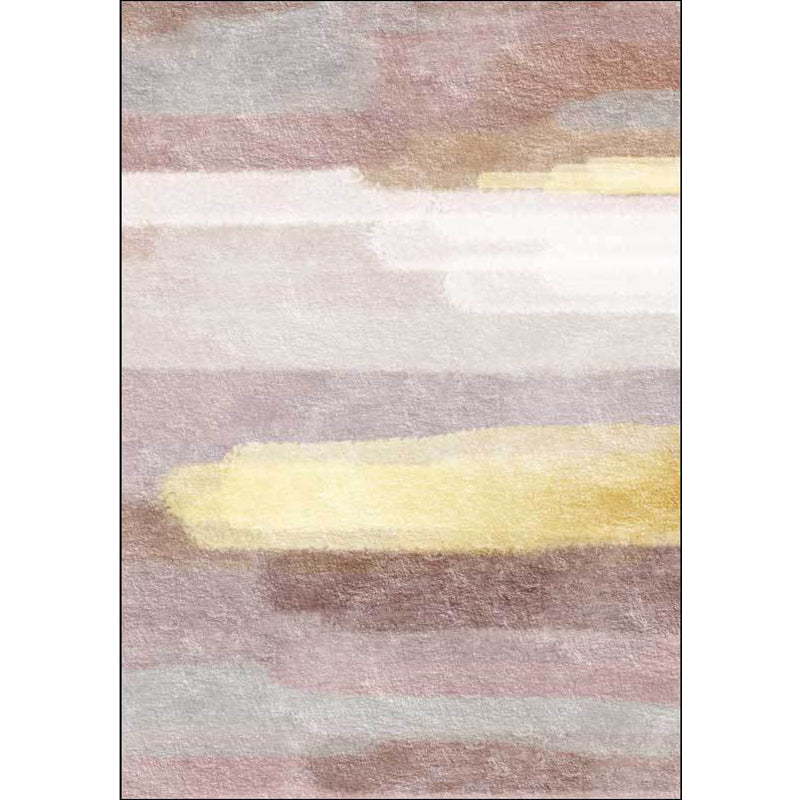 Sikunuo | Minimalist Abstract Carpet Pink Polyester Area Rug Non-Slip Pet-Friendly Washable Rug for Decoration
