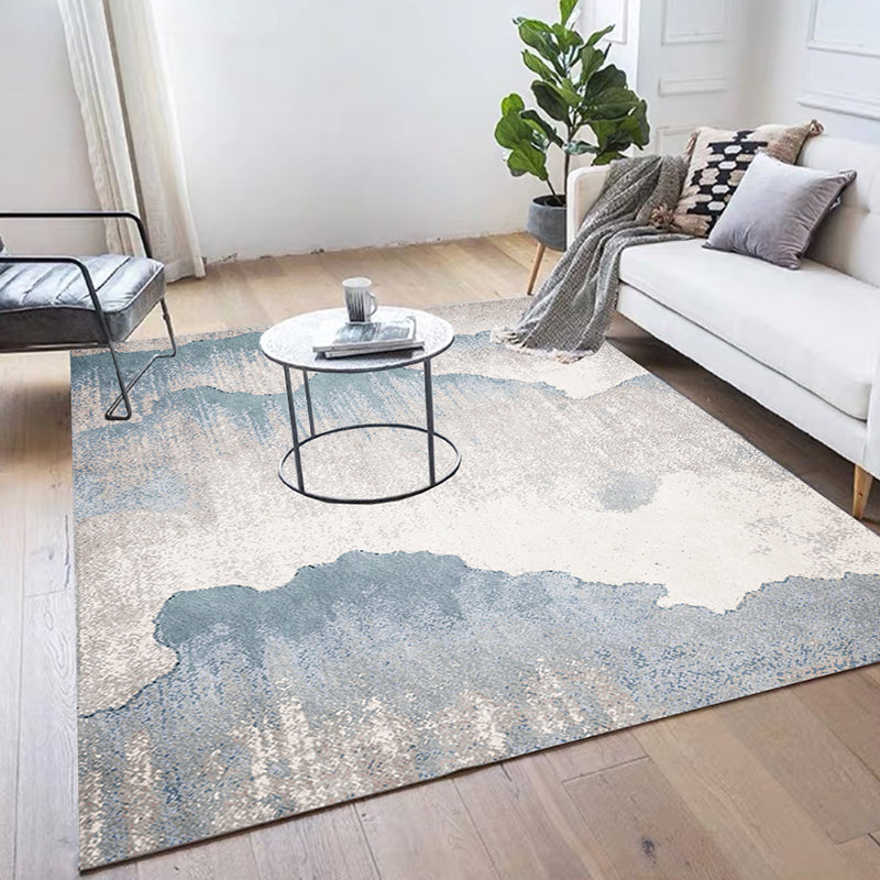 Sikunuo | Industrial Bedroom Rug Grey Abstract Rug Polyester Washable Non-slip Pet-friendly Rug