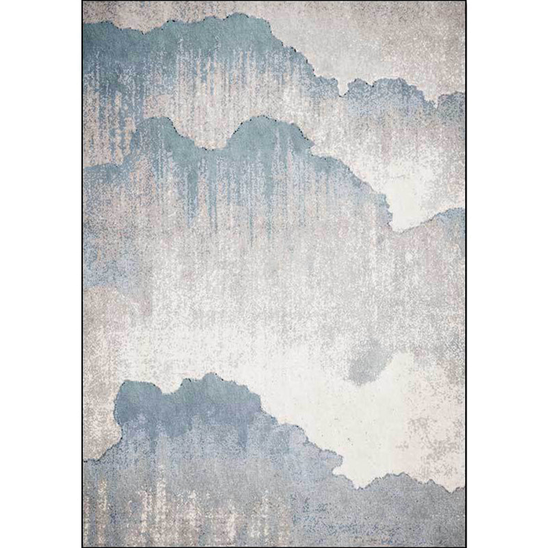 Sikunuo | Industrial Bedroom Rug Grey Abstract Rug Polyester Washable Non-slip Pet-friendly Rug