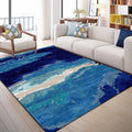 Sikunuo | Contemporary Area Rug Blue Abstract Carpet Polyester Washable Non-Slip Pet Friendly Area Rug