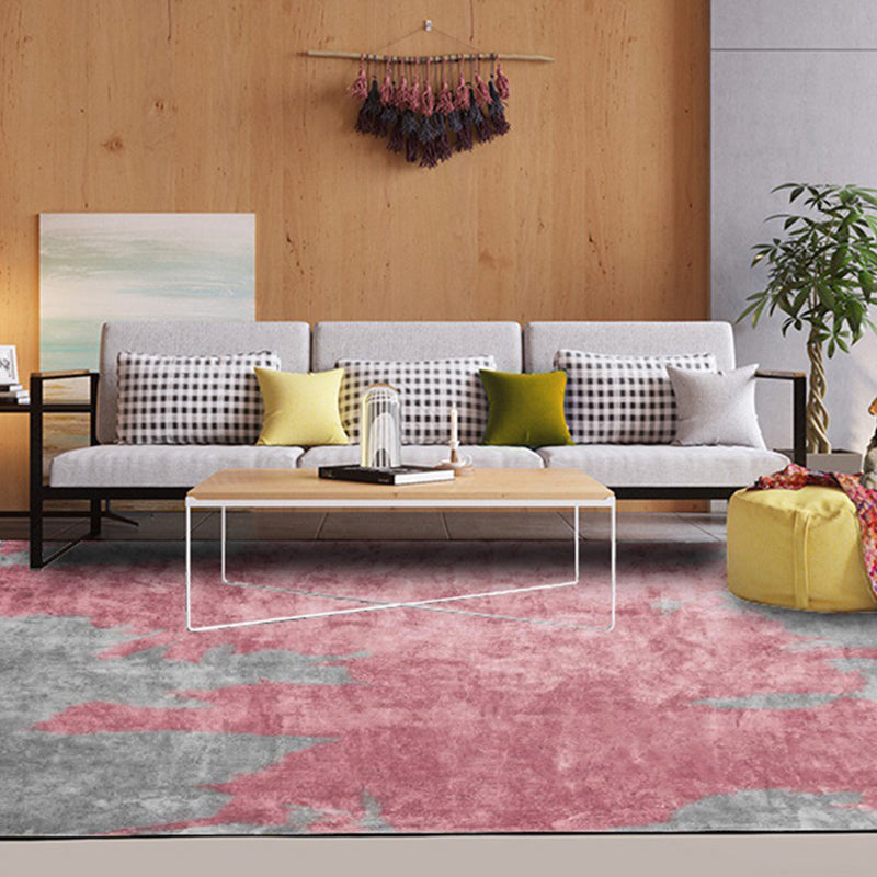 Sikunuo | Simple Pink Industrial Carpet Polyester Abstract Carpet Washable Non-Slip Backing Pet-Friendly Carpet for Living Room