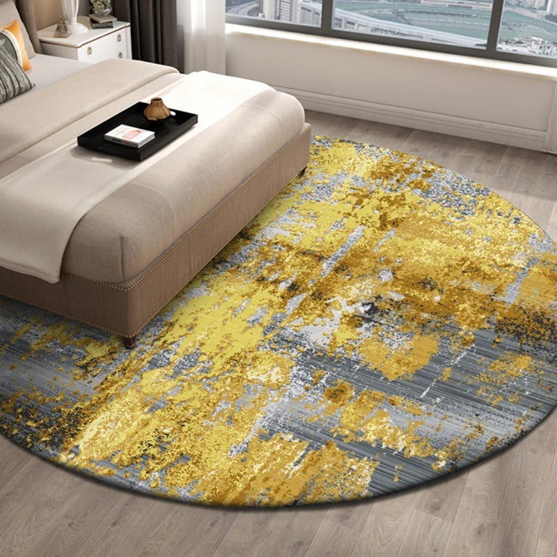 Sikunuo | Casual Industrial Style Rug Polyester Abstract Pattern Rug with Non-Slip Backing Pet-Friendly Rug for Bedroom