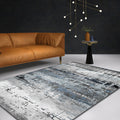 Sikunuo | Creative Industrial Area Floor Rug Polyester Grey Abstract Carpet Washable Pet Friendly Rug for Parlor