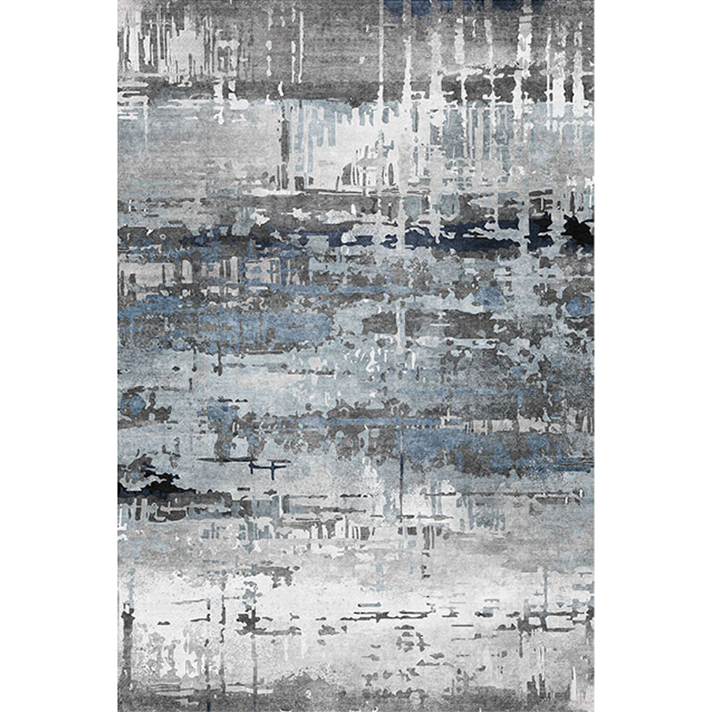 Sikunuo | Creative Industrial Area Floor Rug Polyester Grey Abstract Carpet Washable Pet Friendly Rug for Parlor