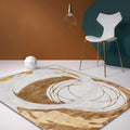 Sikunuo | Brown Circle Design Carpet Polyester Industrial Carpet Washable Non-Slip Back Animal-Friendly Area Rug for the Living Room