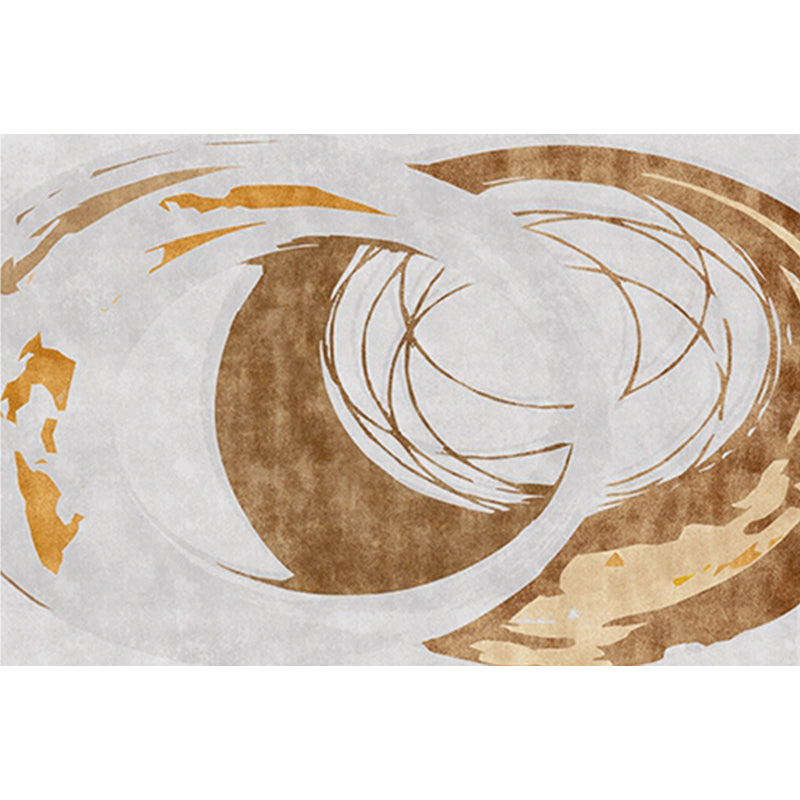 Sikunuo | Brown Circle Design Carpet Polyester Industrial Carpet Washable Non-Slip Back Animal-Friendly Area Rug for the Living Room