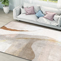 Sikunuo | Brown Parlour Rug Simplicity Abstract Rug Polyester Machine Washable Non-Slip Backing Carpet