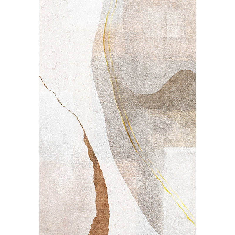 Sikunuo | Brown Parlour Rug Simplicity Abstract Rug Polyester Machine Washable Non-Slip Backing Carpet