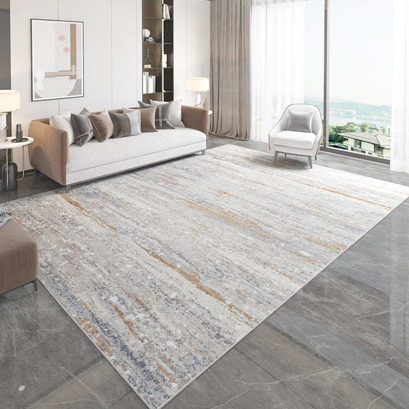 Sikunuo | Gray and Brown Abstract Area Rug Polyester Industrial Rug Washable Non-Slip Back Pet-Friendly Indoor Rug for Bedroom