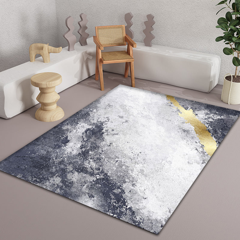 Sikunuo | Gray Living Room Carpet contemporary abstract carpet polyester machine washable non-slip backing carpet