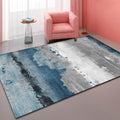 Sikunuo | Industrial Style Abstract Carpet Blue and Grey Polyester Rug Anti-Slip Backing Area Rug for Seating Area