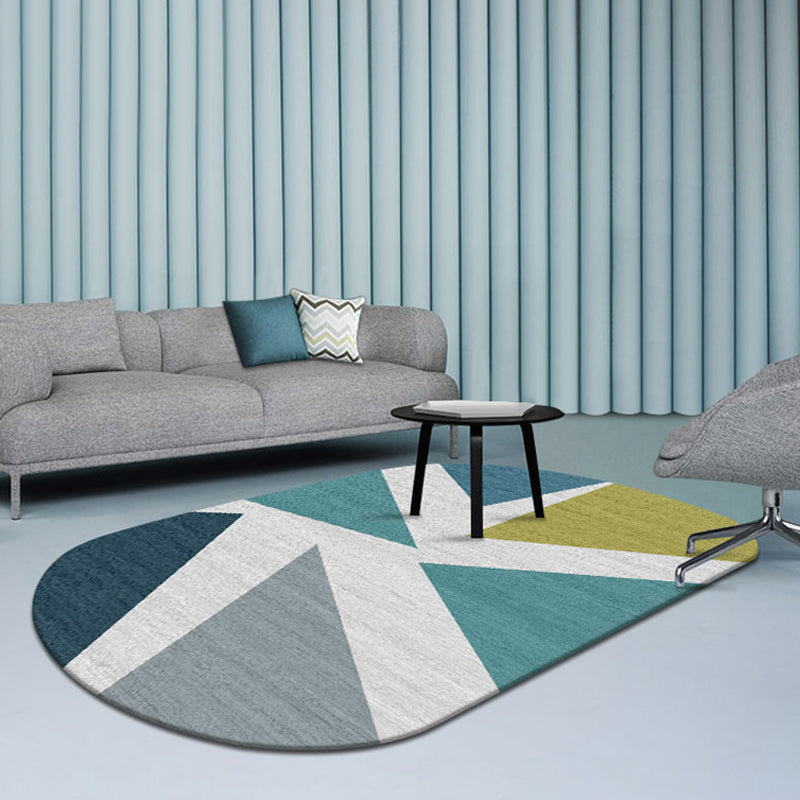 Sikunuo | Multi-Color Living Room Rug Minimalist Geometry Rug Synthetic Non-Slip Back Rug
