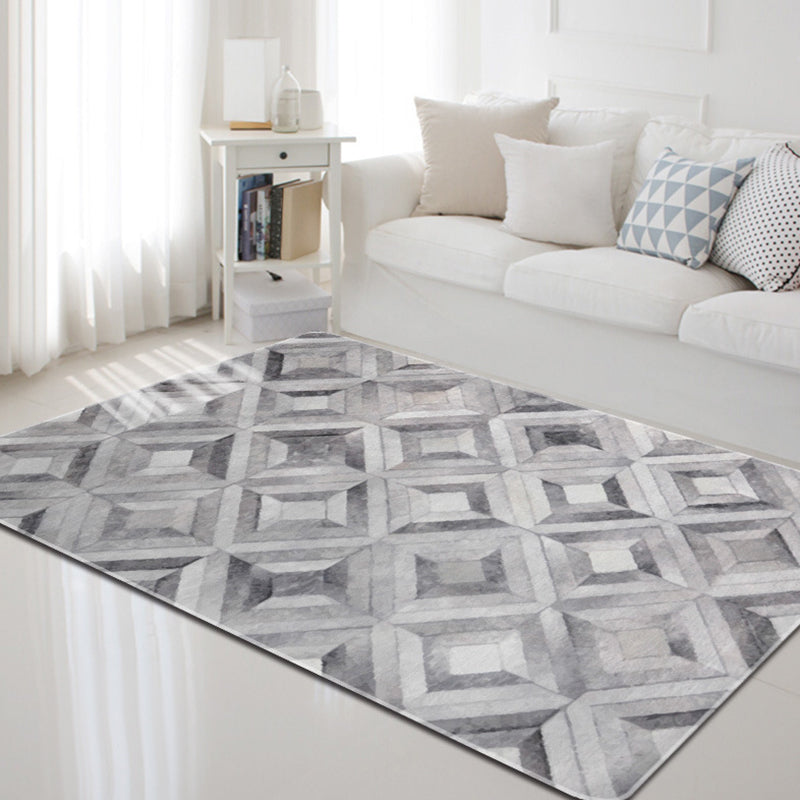 Sikunuo | Dark geometric pattern rug Synthetic creative rug Non-slip rug for home decor