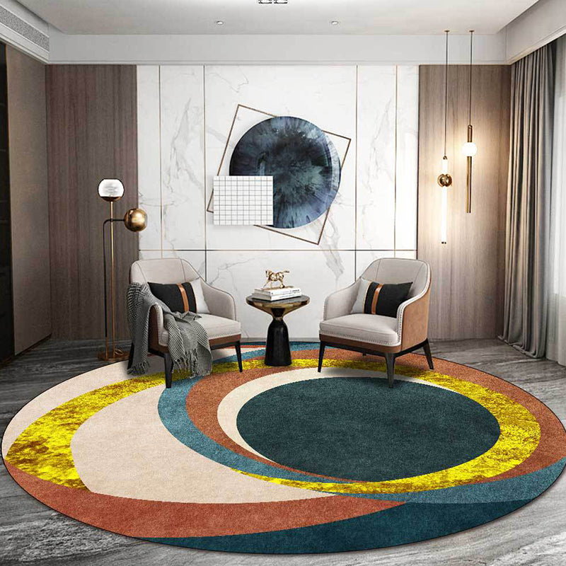 Sikunuo | Exotic Novelty Indoor Rug Golden Circles Area Rug Stain Resistant Rug for Home Decor