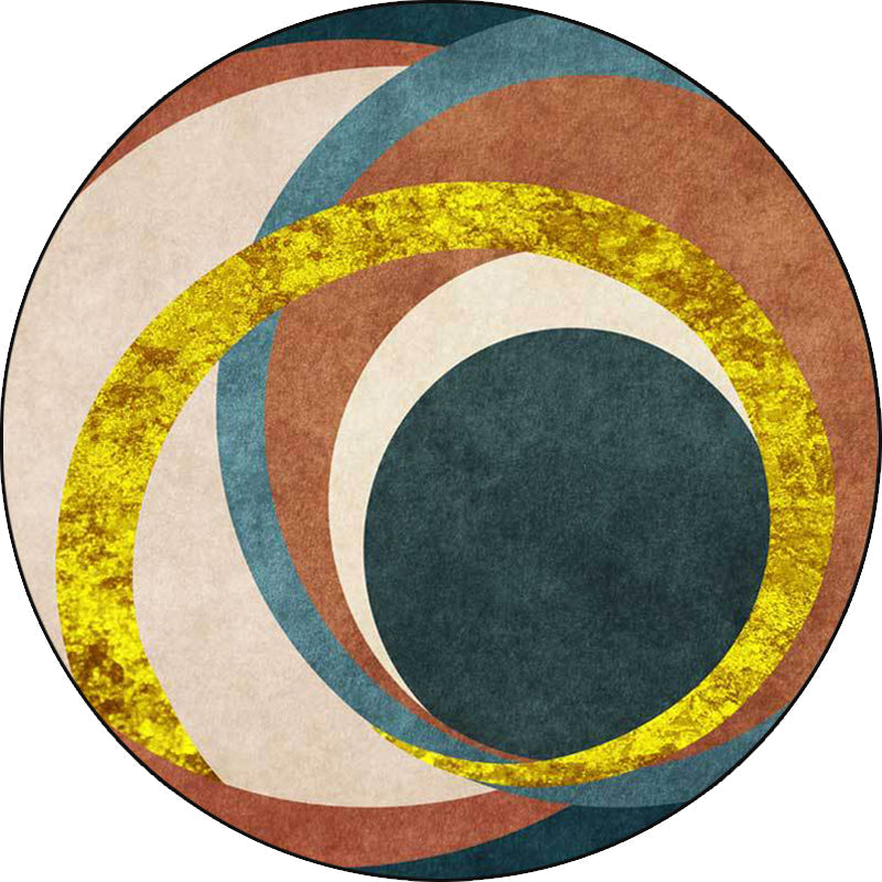 Sikunuo | Exotic Novelty Indoor Rug Golden Circles Area Rug Stain Resistant Rug for Home Decor
