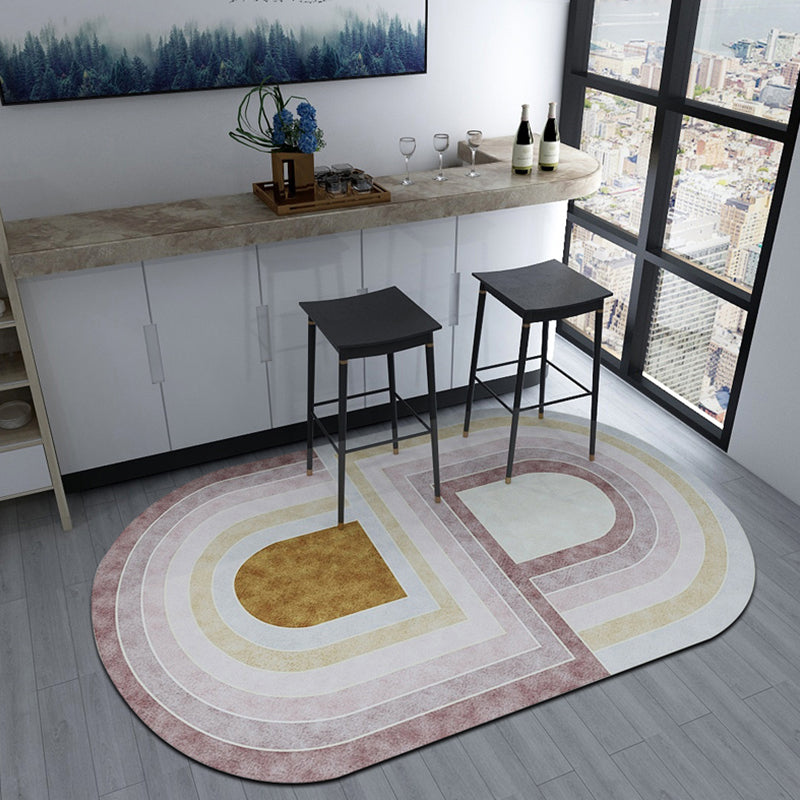 Sikunuo | Novelty Shaped Geometric Pattern Rug Dark Color Modern Carpet Polypropylene Pet Friendly Non-Slip Rug for Student Housing
