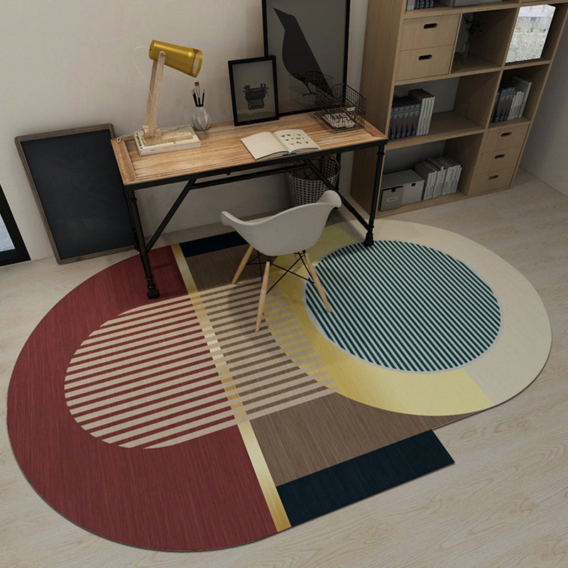 Sikunuo | Cool Geometric Rug Multicolor Trendy Rug Polyester Non-Slip Easy-Care Rug for the Living Room