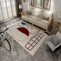 Sikunuo | Multi Color Bold Area Rug Synthetics Colorblock Abstract Carpet Stain Resistant Non-Slip Rug for Room