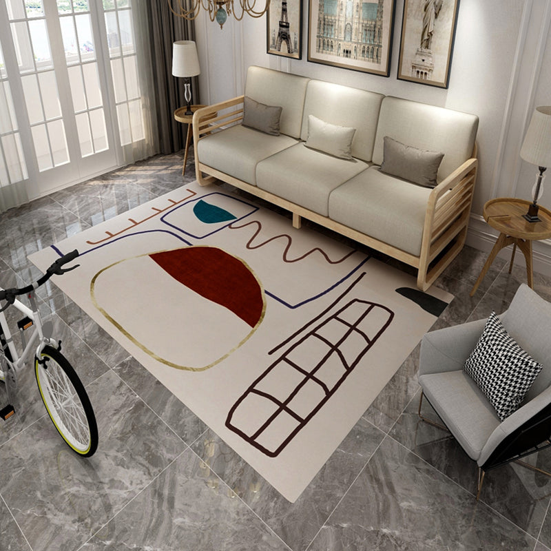 Sikunuo | Multi Color Bold Area Rug Synthetics Colorblock Abstract Carpet Stain Resistant Non-Slip Rug for Room