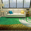 Sikunuo | Cyberpunk Living Room Carpet Multi Color Abstract Foil Streams Carpet Polyester Machine Washable Area Rug