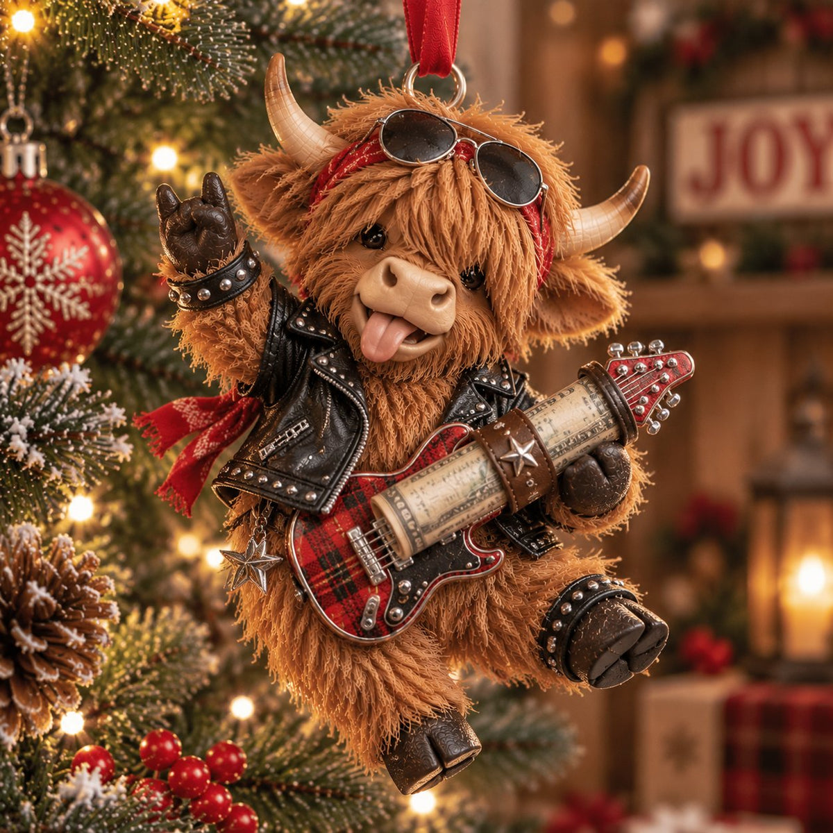 Highland Cow Christmas Cash Holder Ornament