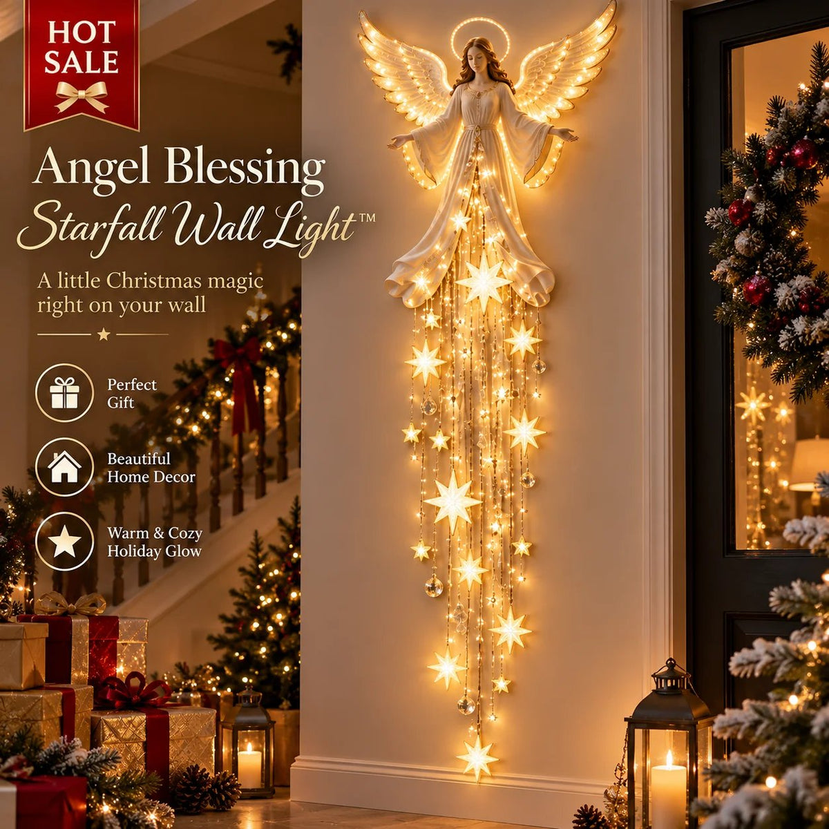 🎁Angel Blessing Starfall Wall Light Christmas Decor