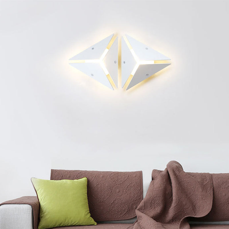 Sikunuo | Simple Style Triangle Metal Wall Sconce Light Gold/Black/White LED Wall Light Fixture in Warm/White Light for Corridor