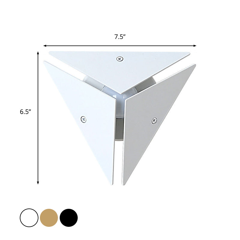 Sikunuo | Simple Style Triangle Metal Wall Sconce Light Gold/Black/White LED Wall Light Fixture in Warm/White Light for Corridor