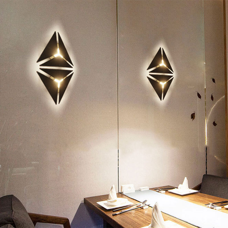 Sikunuo | Simple Style Triangle Metal Wall Sconce Light Gold/Black/White LED Wall Light Fixture in Warm/White Light for Corridor