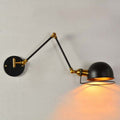 Sikunuo | Bowl Restaurant Adjustable Wall Lamp Vintage Metal Single Black Wall-Mounted Lamp with Wire Protection, 4"+4"/8"+8"/12"+6" Width