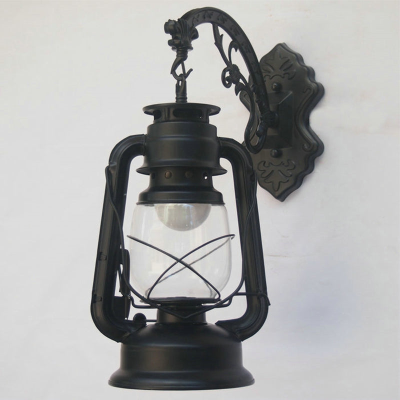 Sikunuo | 1-Light Kerosene Wall Mount Lighting Nautical Black/Copper/Bronze Clear Glass Wall Lights for Dining Room