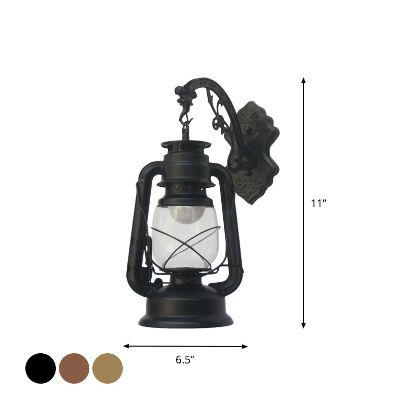 Sikunuo | 1-Light Kerosene Wall Mount Lighting Nautical Black/Copper/Bronze Clear Glass Wall Lights for Dining Room