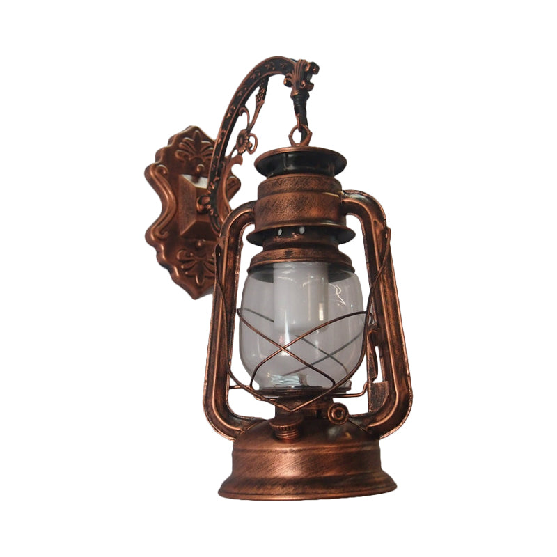 Sikunuo | 1-Light Kerosene Wall Mount Lighting Nautical Black/Copper/Bronze Clear Glass Wall Lights for Dining Room