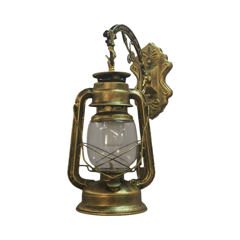 Sikunuo | 1-Light Kerosene Wall Mount Lighting Nautical Black/Copper/Bronze Clear Glass Wall Lights for Dining Room