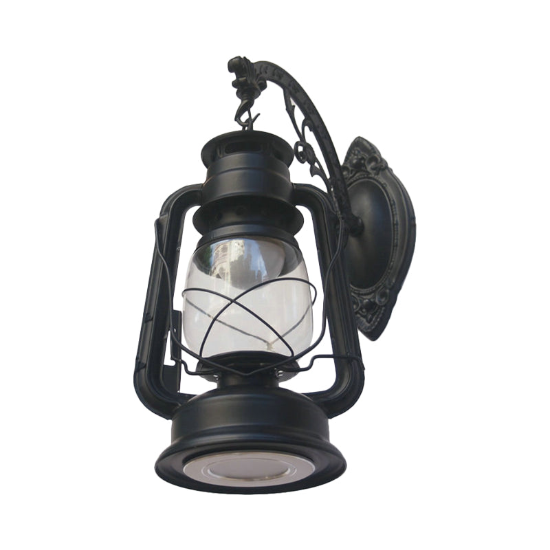 Sikunuo | 1-Light Kerosene Wall Mount Lighting Nautical Black/Copper/Bronze Clear Glass Wall Lights for Dining Room