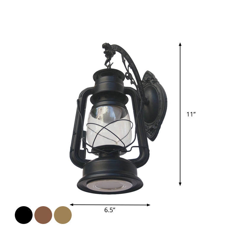 Sikunuo | 1-Light Kerosene Wall Mount Lighting Nautical Black/Copper/Bronze Clear Glass Wall Lights for Dining Room