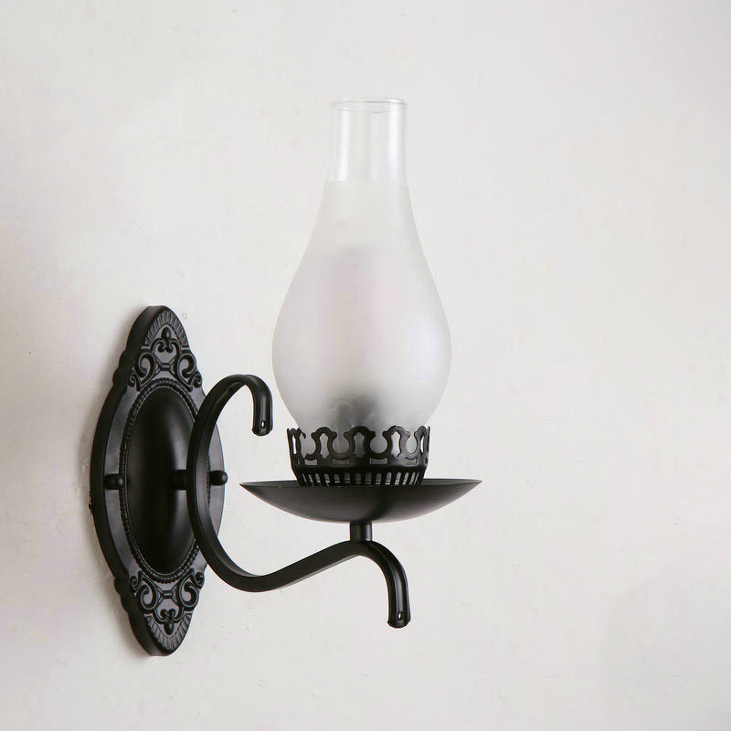 Sikunuo | Single-arm Wall Light Industrial Hall Wall Light with Kerosene Clear/Frosted Glass Shade in Copper/Bronze