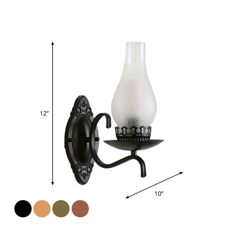 Sikunuo | Single-arm Wall Light Industrial Hall Wall Light with Kerosene Clear/Frosted Glass Shade in Copper/Bronze