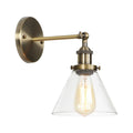 Sikunuo | Brass Cone/Bell Swing Shade Wall Lamp Industrial Clear Glass Single Dining Room Wall Mount Light