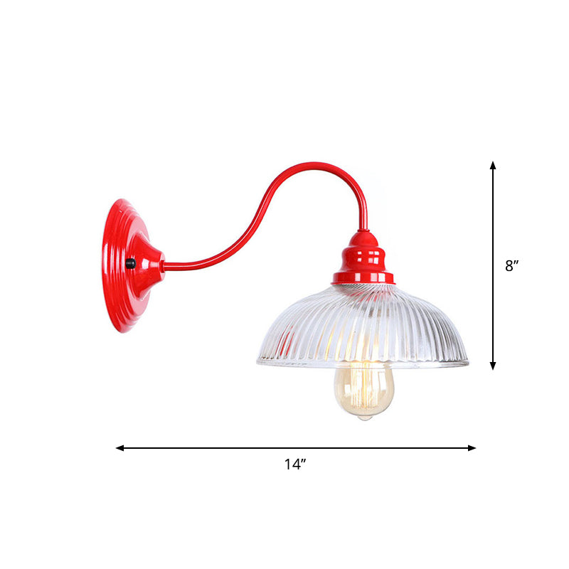 Sikunuo | Iron Red Wall Lighting Kit Gooseneck 1 Bulb Loft Style Wall Lighting with Cone/Sphere/Bell Clear Glass Shade