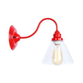 Sikunuo | Iron Red Wall Lighting Kit Gooseneck 1 Bulb Loft Style Wall Lighting with Cone/Sphere/Bell Clear Glass Shade