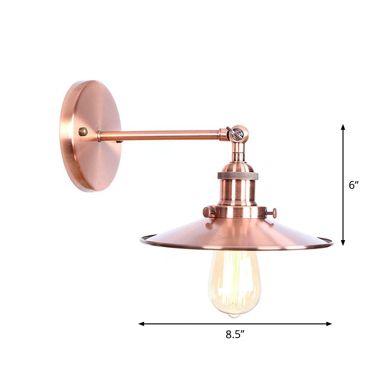 Sikunuo | Adjustable Iron Copper Wall Reading Camp Horn/Bowl/Cone Single Lamp Loft Style Wall Lamp for Living Room