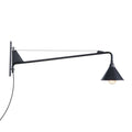 Sikunuo | Industrial Scalloped/Exposed Wall Lamp 1/2-Light Iron Plug-in Wall Mounted Lighting with Long Swing Arm in Black