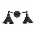 Sikunuo | 2 Lights Wall Mounted Lamp Retro Cone/Shell Pivot Shade Metal Wall Light in Black for Bathroom