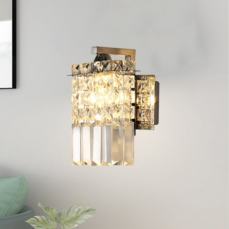 Sikunuo | Rectangular wall lamp crystal block wall sconce in chrome with crystal rod draping