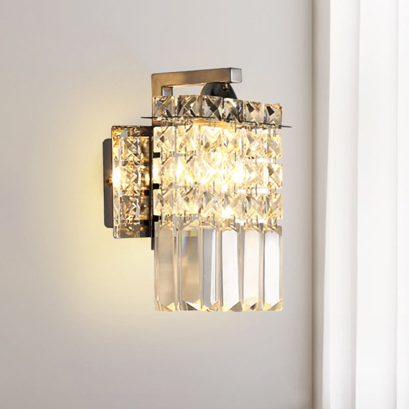 Sikunuo | Rectangular wall lamp crystal block wall sconce in chrome with crystal rod draping