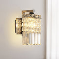 Sikunuo | Rectangular wall lamp crystal block wall sconce in chrome with crystal rod draping
