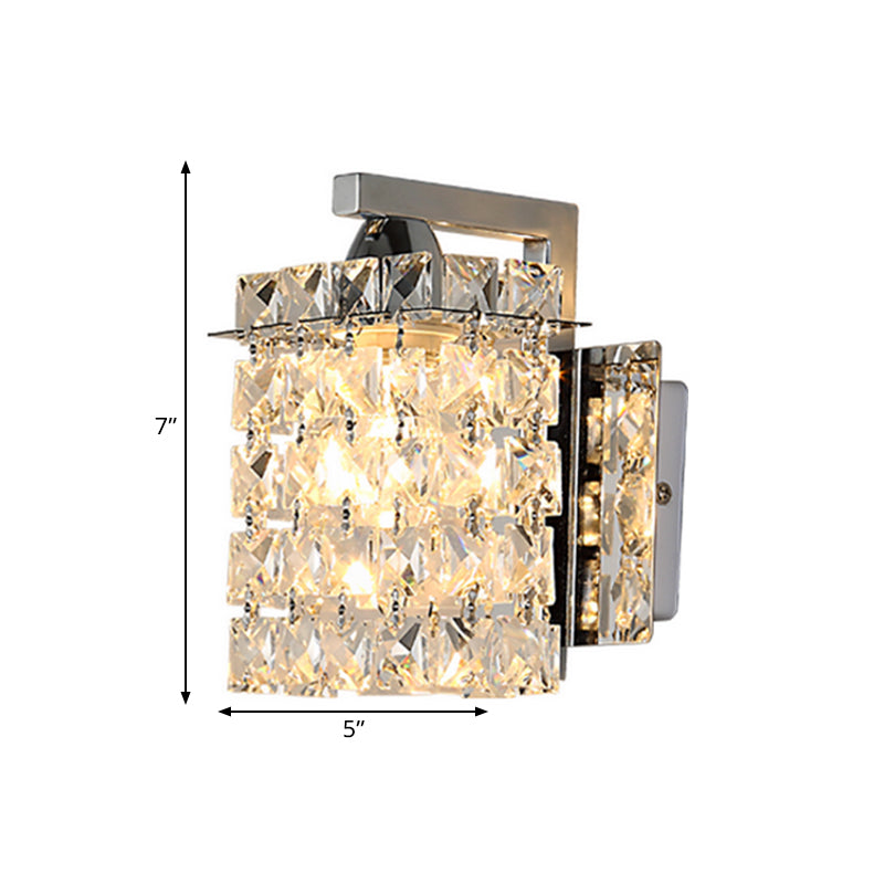 Sikunuo | Rectangular wall lamp crystal block wall sconce in chrome with crystal rod draping