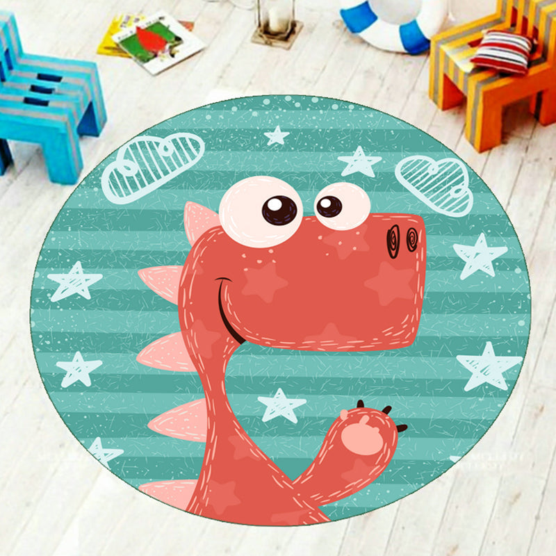 Sikunuo | Cartoon Kids Room Carpet Multi-Color Animals Carpet Polyester Washable Stain Resistant Non-Slip Bottom Carpet