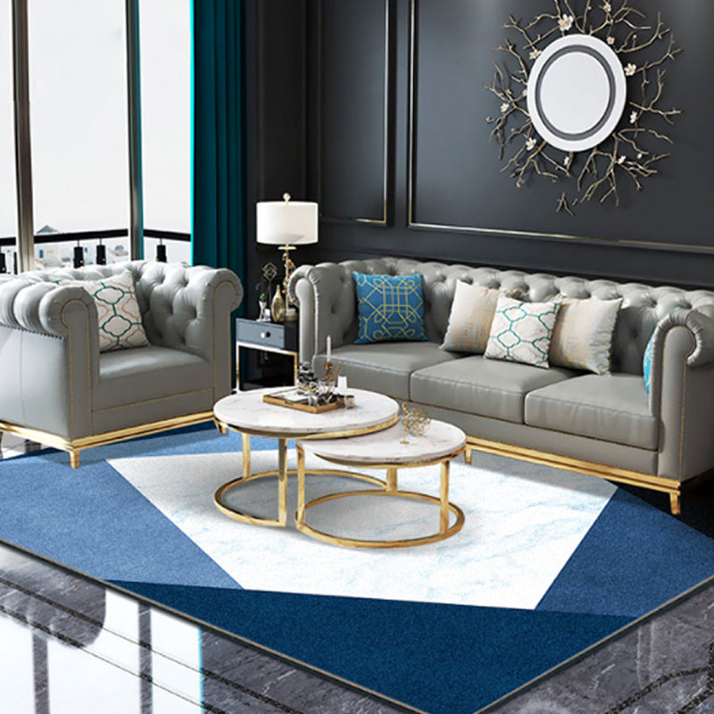 Sikunuo | Novelty Colorblock Area Rug Multicolor Polyester Rug Stain Resistant Non-Slip Carpet for the Living Room
